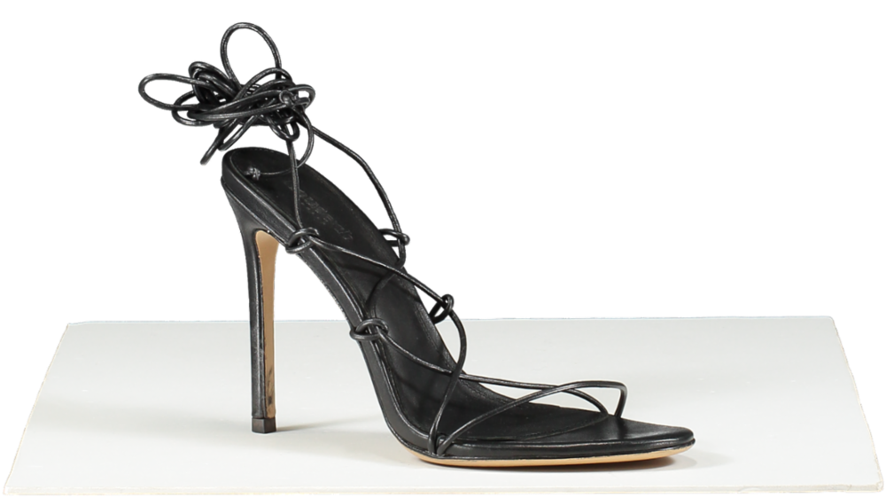 House of CB Tao Black Leather Barely There Sandals UK 6 EU 39 👠