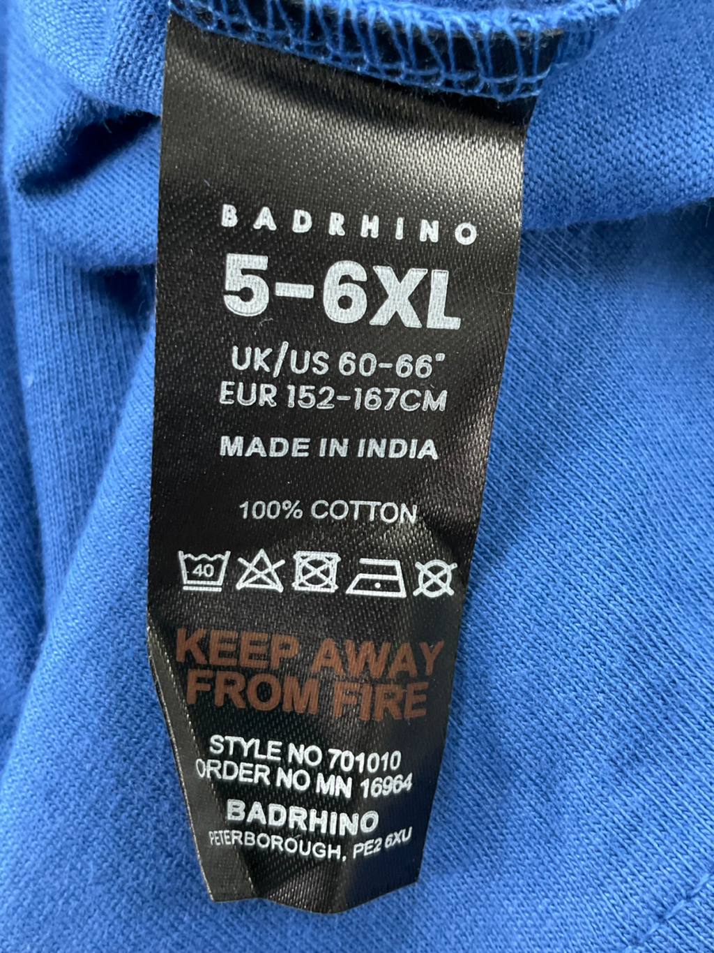 Badrhino Blue Big & Tall Core T Shirt UK XXXL