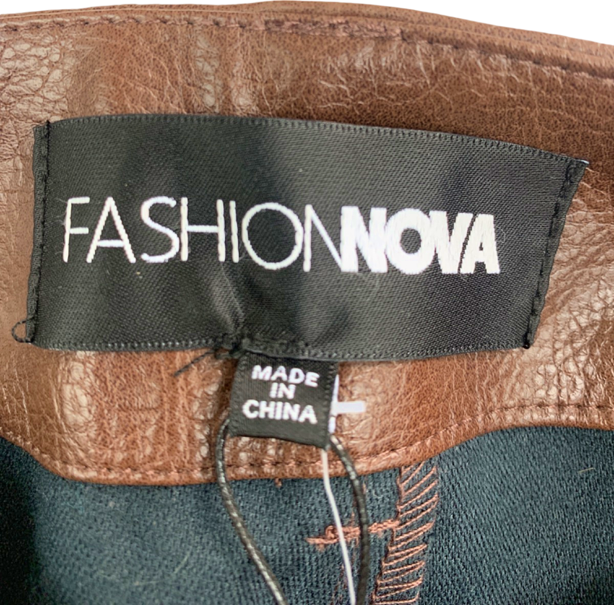 Fashion Nova Brown Azalea Washed Faux Leather Trouser XS