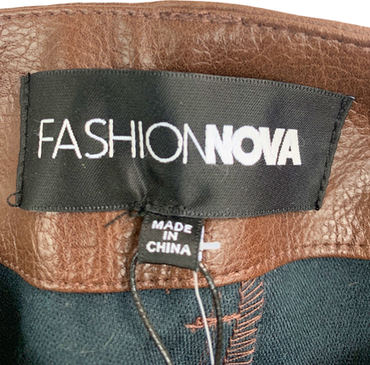 Fashion Nova Brown Azalea Washed Faux Leather Trouser XS
