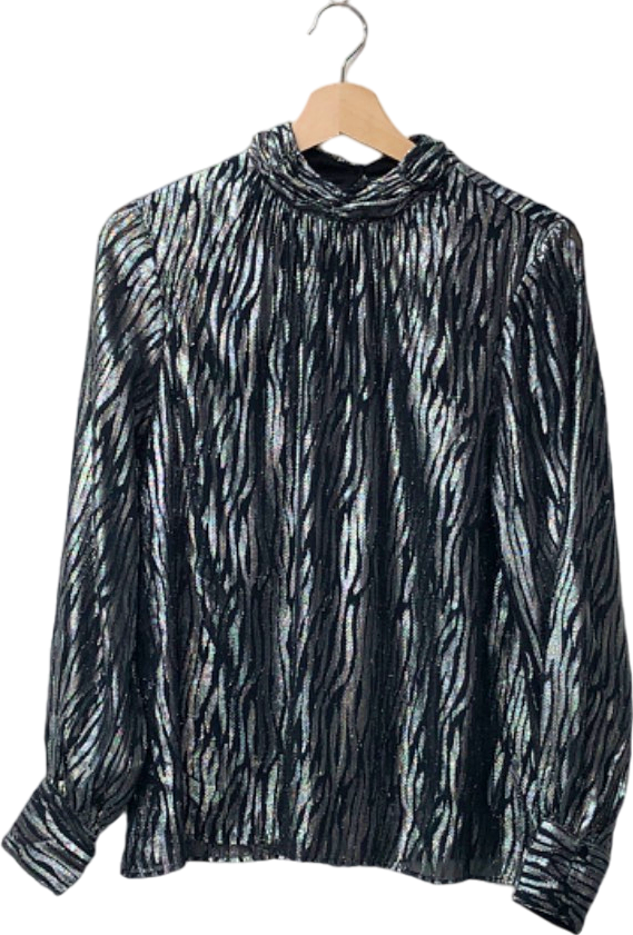 Friends Like These Millie Mackintosh Black/Silver Zebra Print Blouse UK 8
