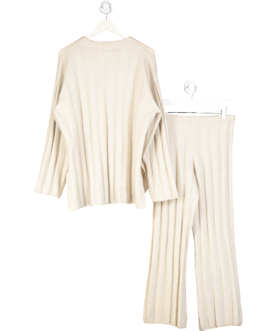 H&M Cream Wool Blend Rib Knit Co-ord Set UK S