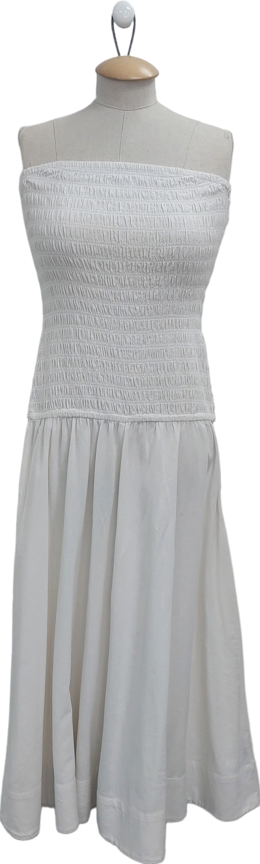 Topshop White Strapless Shirring Midi Dress UK 10