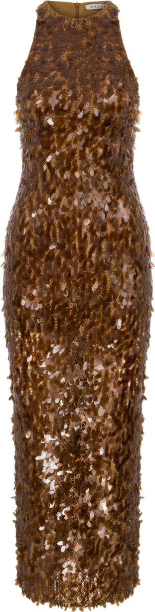 MYBESTFRIENDS Brown Sequin Nora Dress UK 8