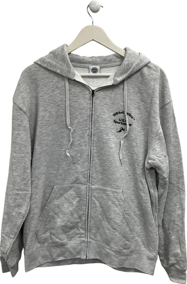 Independent Culture Club Grey Running Club Zip Through Hoodie UK L