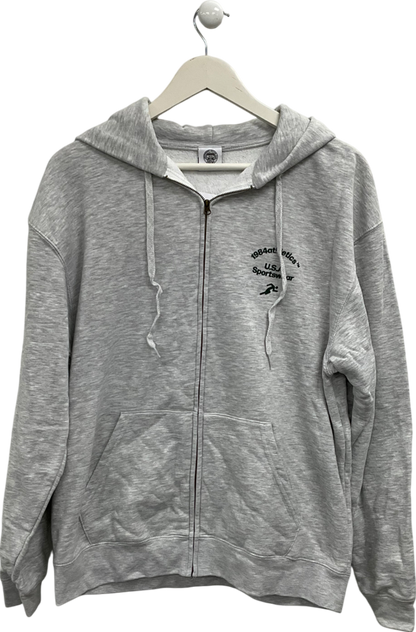 Independent Culture Club Grey Running Club Zip Through Hoodie UK L