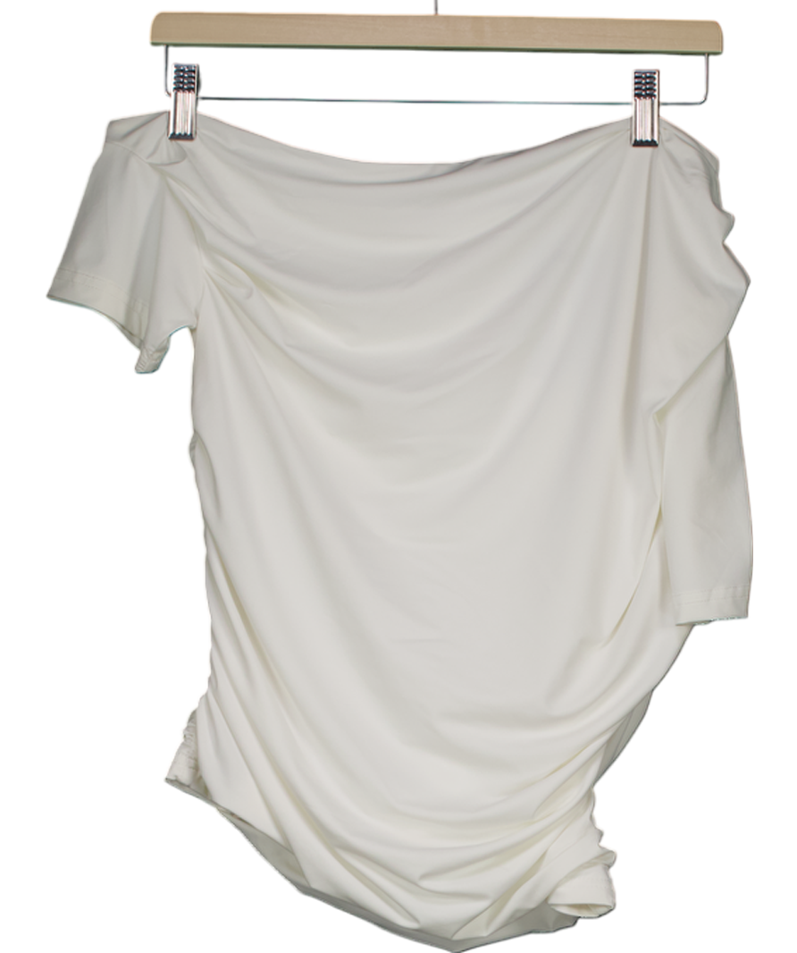 White Fox White Ruched Asymmetric T-shirt UK XL