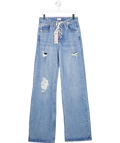 Oh Polly Blue Tall Lace Up Distressed Jeans UK 10