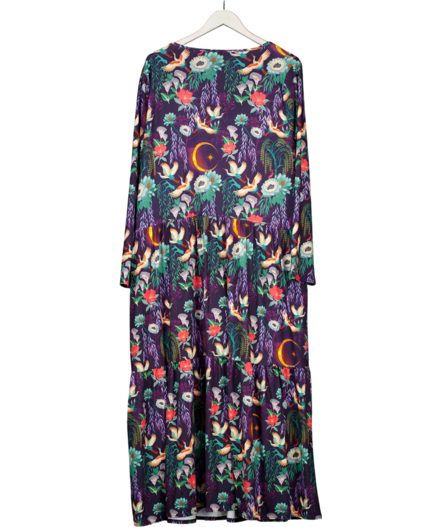 Popsy Multicoloured Long Sleeve Tiered Print Midi Dress UK 24