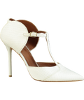 Malone Souliers White Pointed Snakeskin Strappy Heels UK 8 EU 41 👠