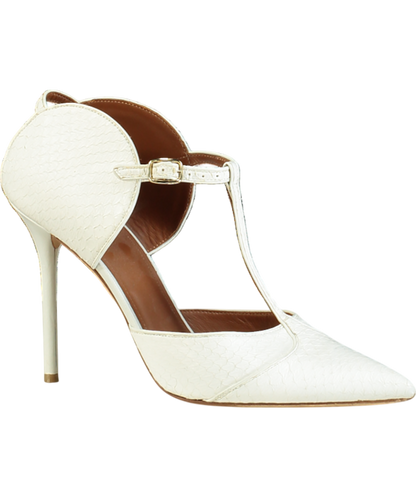 Malone Souliers White Pointed Snakeskin Strappy Heels UK 8 EU 41 Reliked