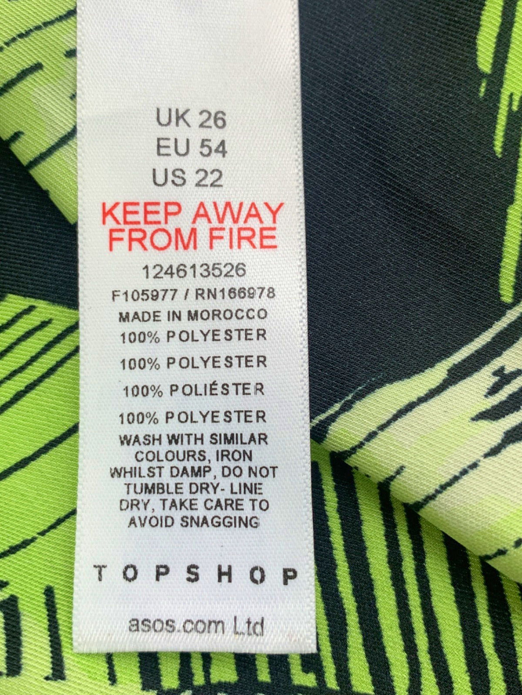 Topshop Green Patterned Dress UK 26