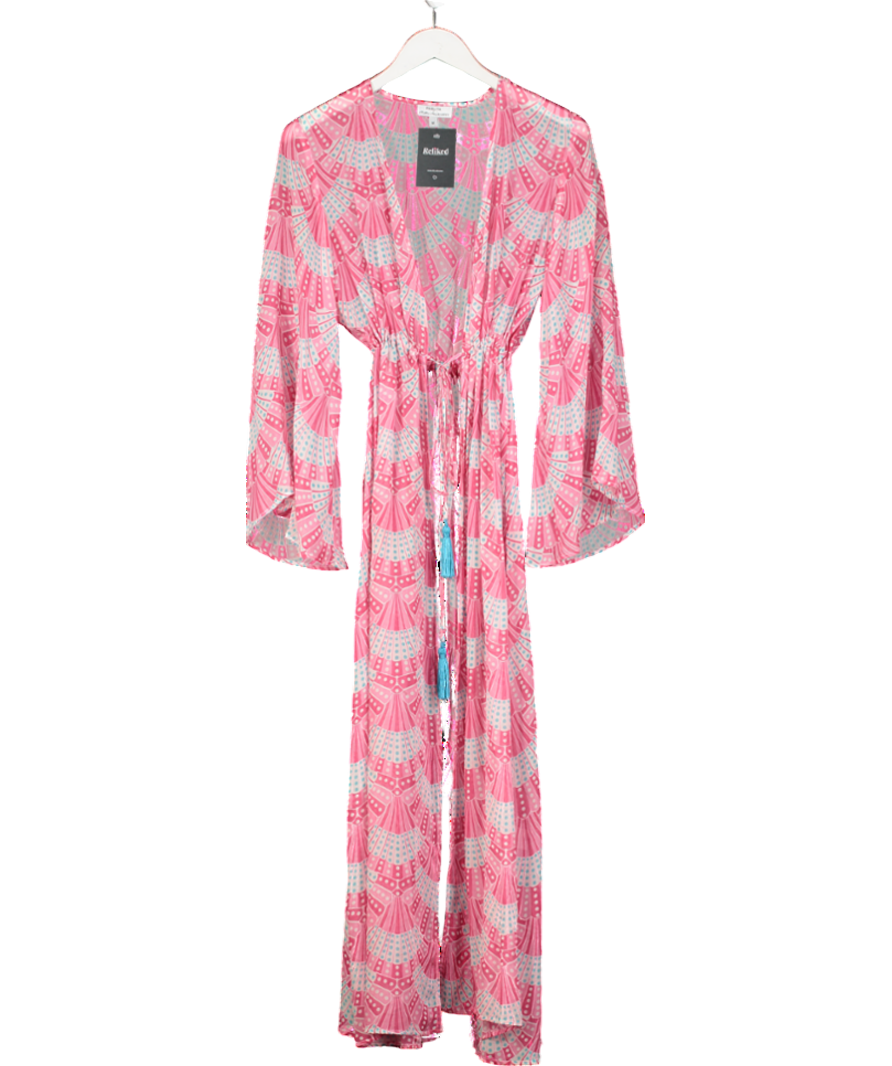 paolita X Millie Mackintosh Pink Shell Print Marisa Silk Kimono UK M