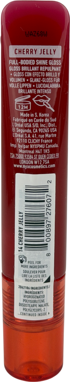 NYX Jelly Job, Full-bodied Shine Gloss, Lip-smoothing Shine 14 Cherry 7.5ml