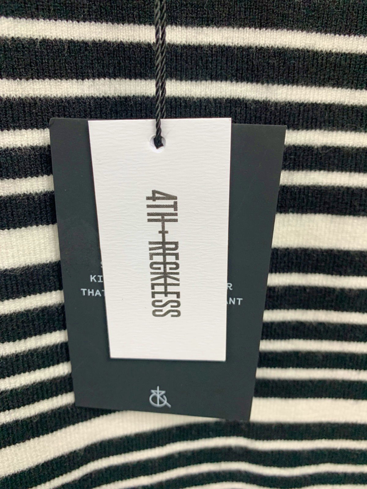 4th & Reckless Black and White Striped Knitted Tank Top UK 6