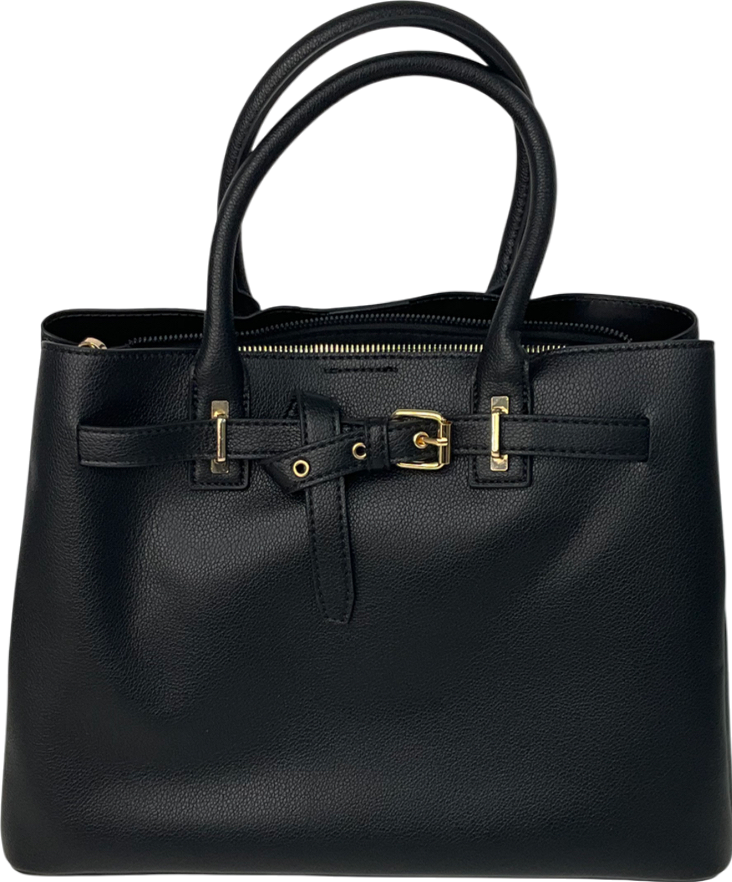 New Look Black Leather-look Buckle Tote Bag One Size