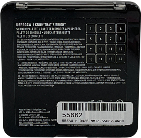 NYX Shadow Palette Vegan 16-pan Uspro04w 0.8g