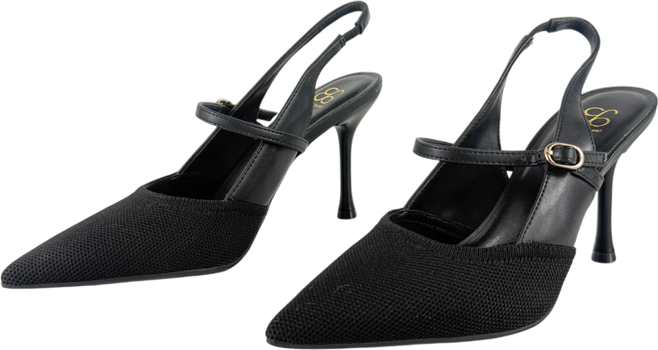 Cosy island Black Strikestep Elegant Stiletto Heeled Slingback UK 4