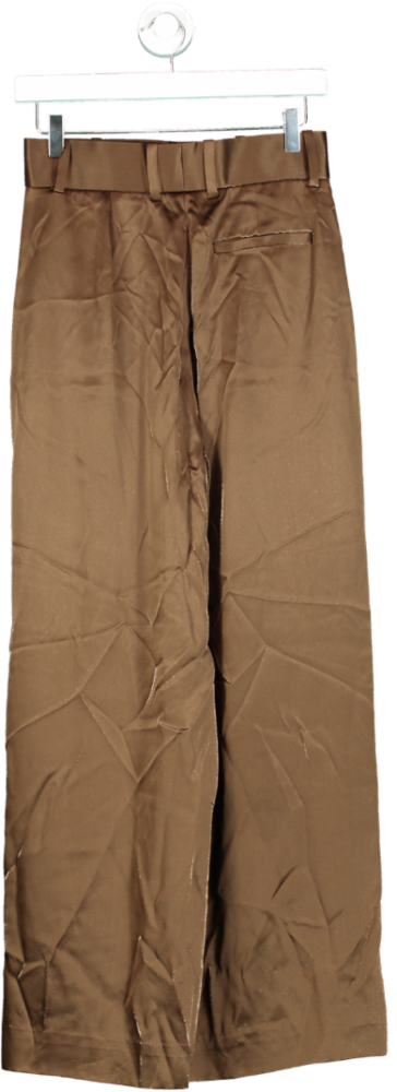 LilySilk Camel High-Waist Silk Trousers UK 6