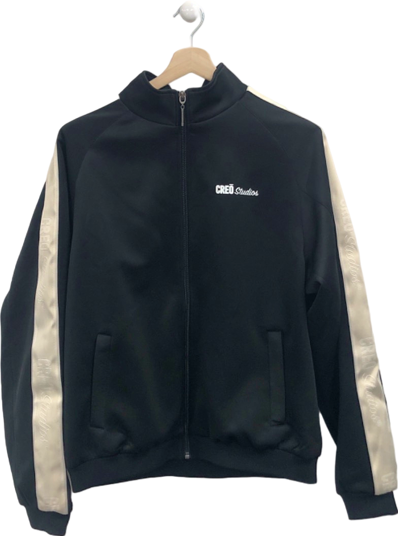 Creo Studios Black Zip-Up Jacket with White Stripes Size L