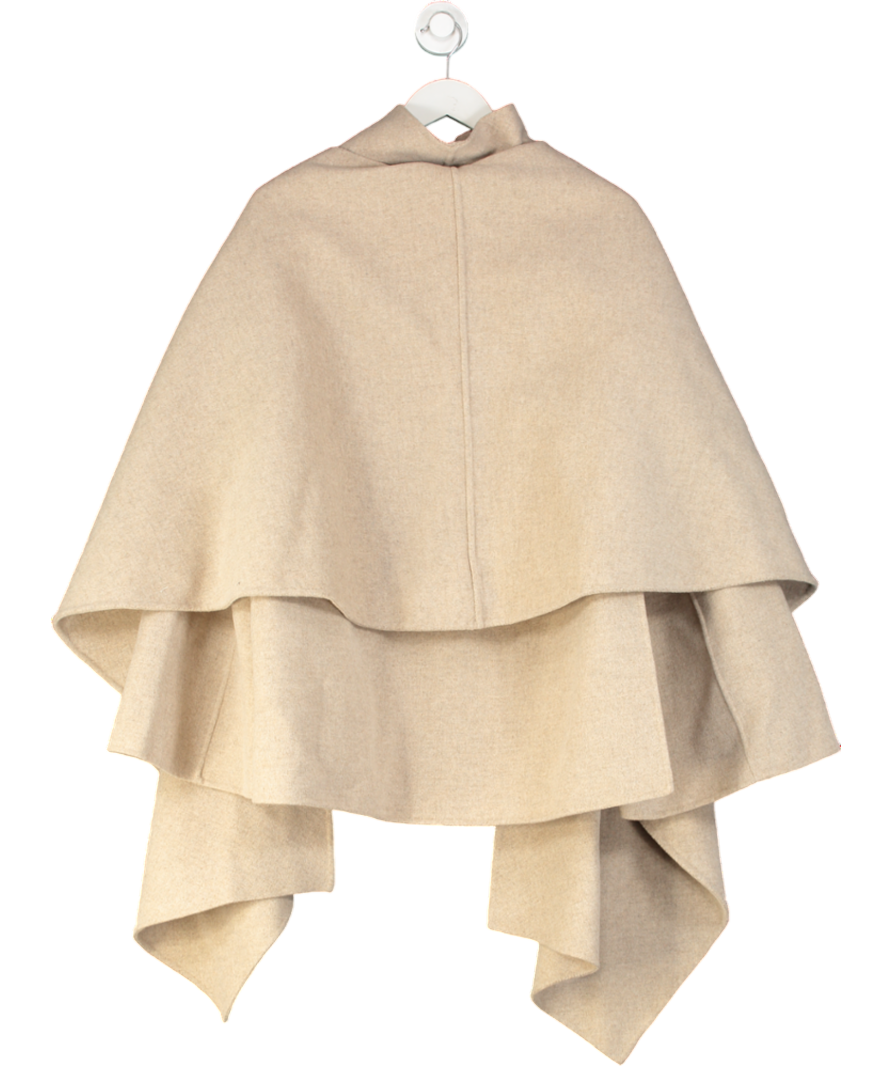 & Other Stories Beige Wool-blend Cape With Detachable Scarf UK XS/S