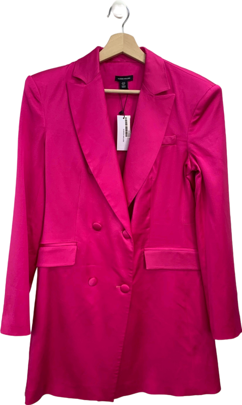 Karen Millen Bright Pink Satin Contoured Open Back Blazer Dress UK 10