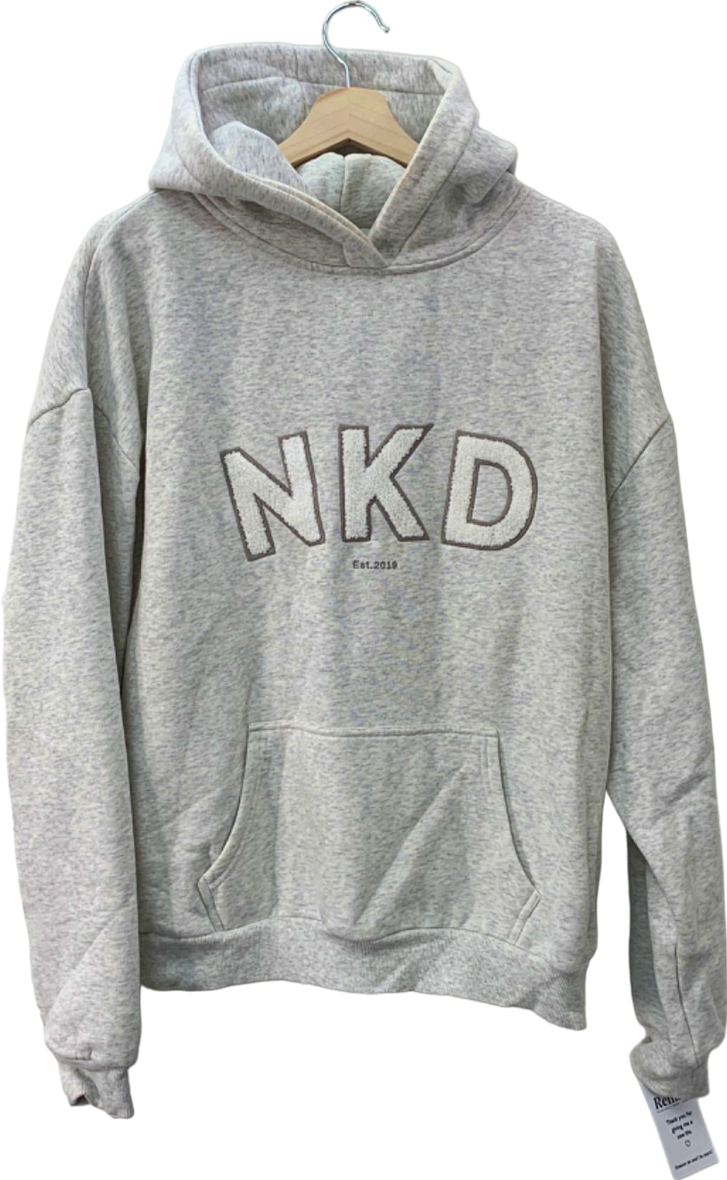 NKD Light Grey Embroidered Hoodie S