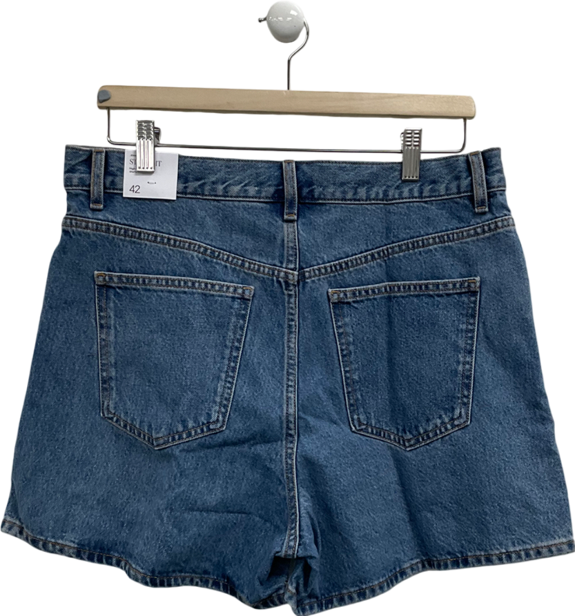 MANGO Blue Zoe High Waist Shorts UK 14