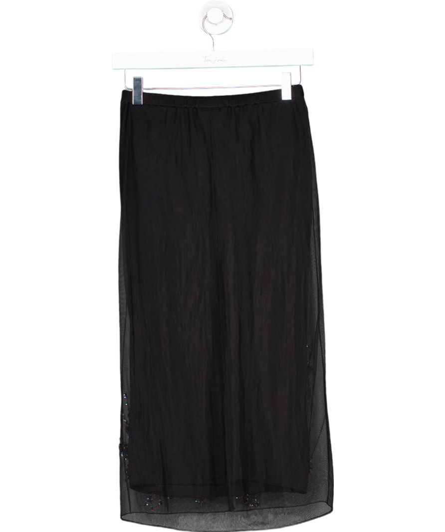 Pinko Black Floral Sequin Skirt UK S