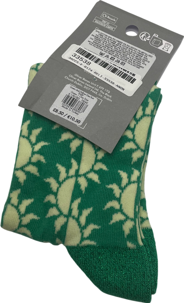 Oliver Bonas Green Geo Sun Socks One Size