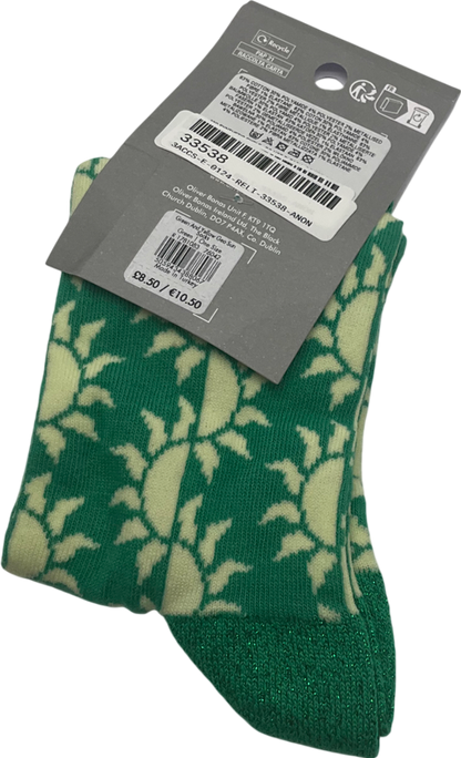 Oliver Bonas Green Geo Sun Socks One Size