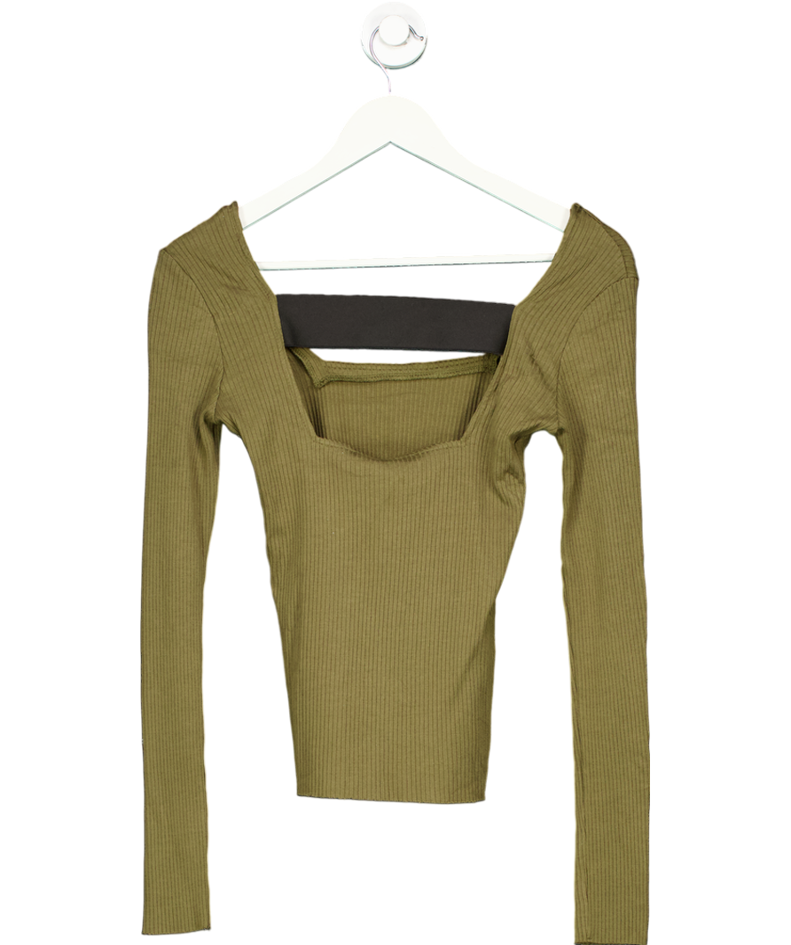 The Range Green Ribbed Long Sleeve Top UK XS