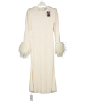 Self Portrait Cream Sequin Feather Midi Dress UK 6