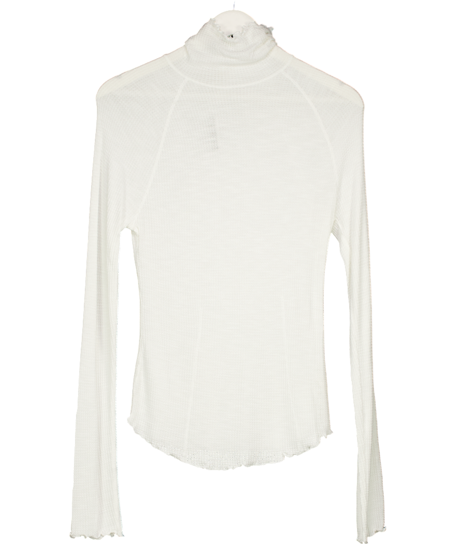 Free People White Make It Easy Thermal Sweatshirt UK M