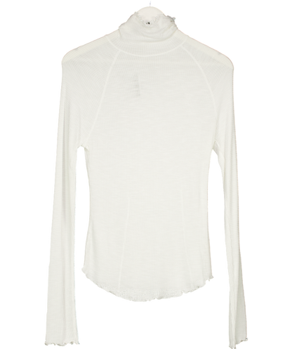 Free People White Make It Easy Thermal Sweatshirt UK M