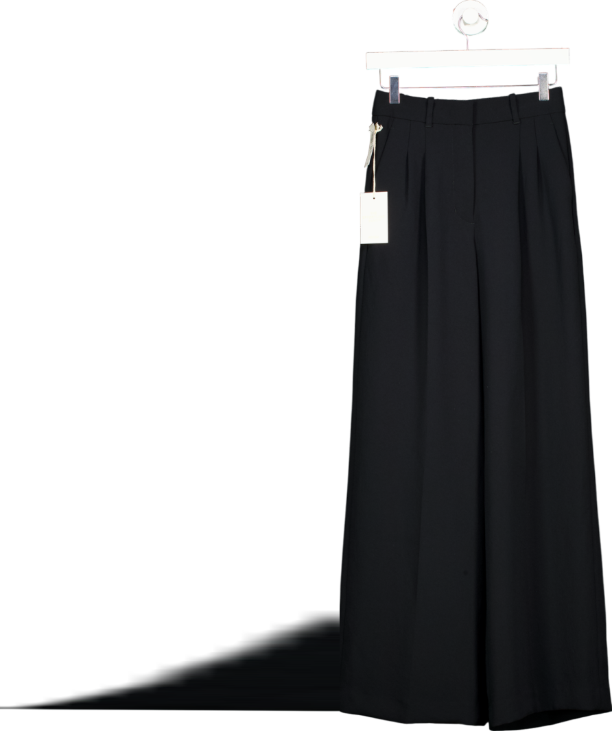 ARITZIA Black Crepe High-waisted, Wide-leg "the Effortless" Trousers UK 8