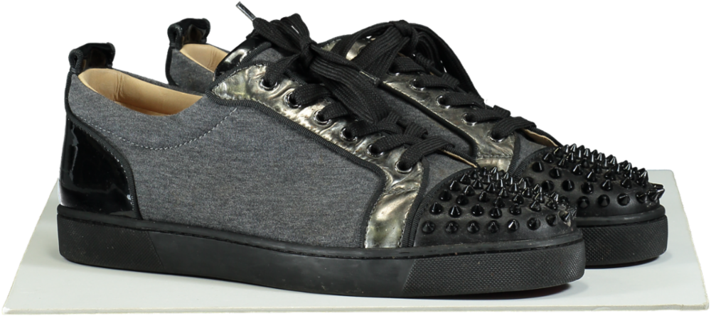 Christian Louboutin Grey Spiked Low-Top Trainers UK 9
