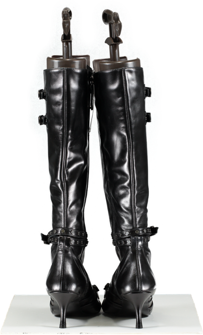MANGO Black High Heel Leather Boot UK 7 EU 40 👠