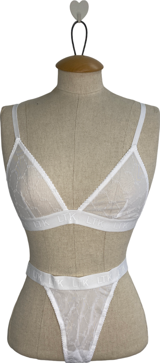luxe to kill White Ltk Mesh Triangle Bra And Thong UK S