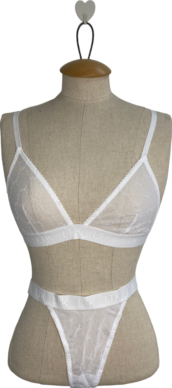 luxe to kill White Ltk Mesh Triangle Bra And Thong UK S