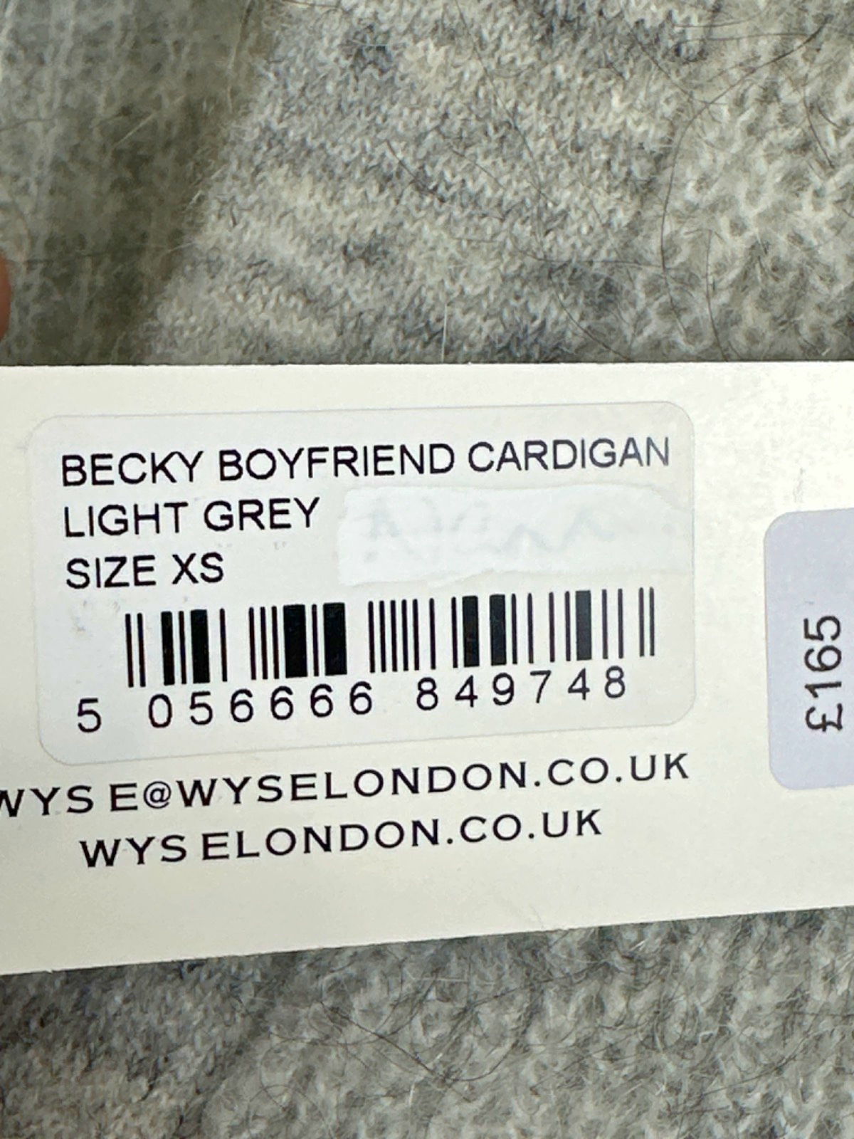 WYSE LONDON Light Grey Becky Wool/Mohaire Soft Boyfriend Cardigan UK XS