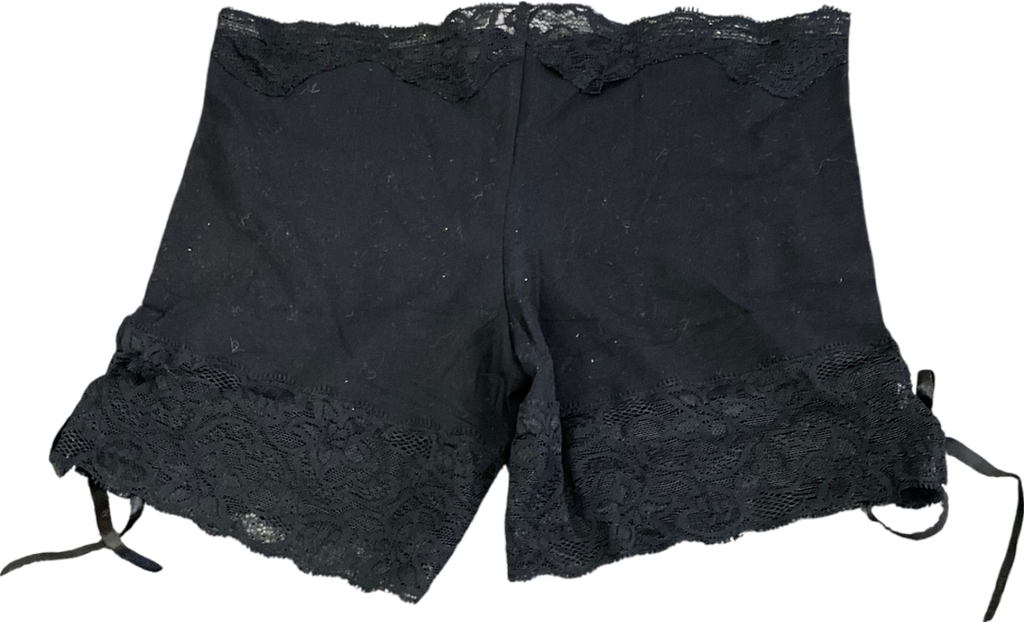 Pom Lampson Black Cotton Lace Trimmed Boxers UK XS