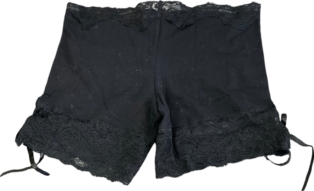 Pom Lampson Black Cotton Lace Trimmed Boxers UK XS