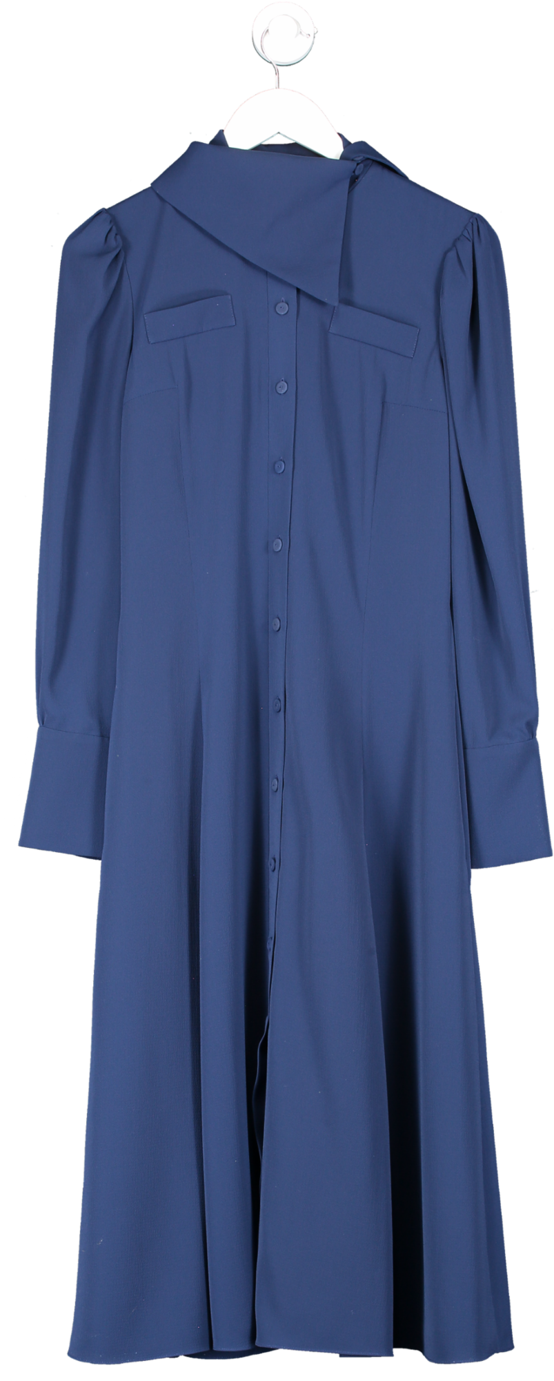 Emilia Wickstead Blue Button Up Asymmetric Collar Dress UK 8