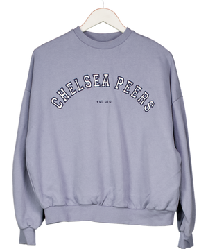 Chelsea Peers Blue Varsity Logo Pure Organic Cotton Sweatshirt, UK XS