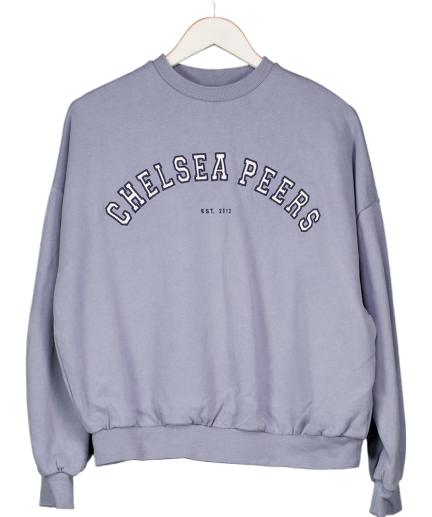 Chelsea Peers Blue Varsity Logo Pure Organic Cotton Sweatshirt, UK XS