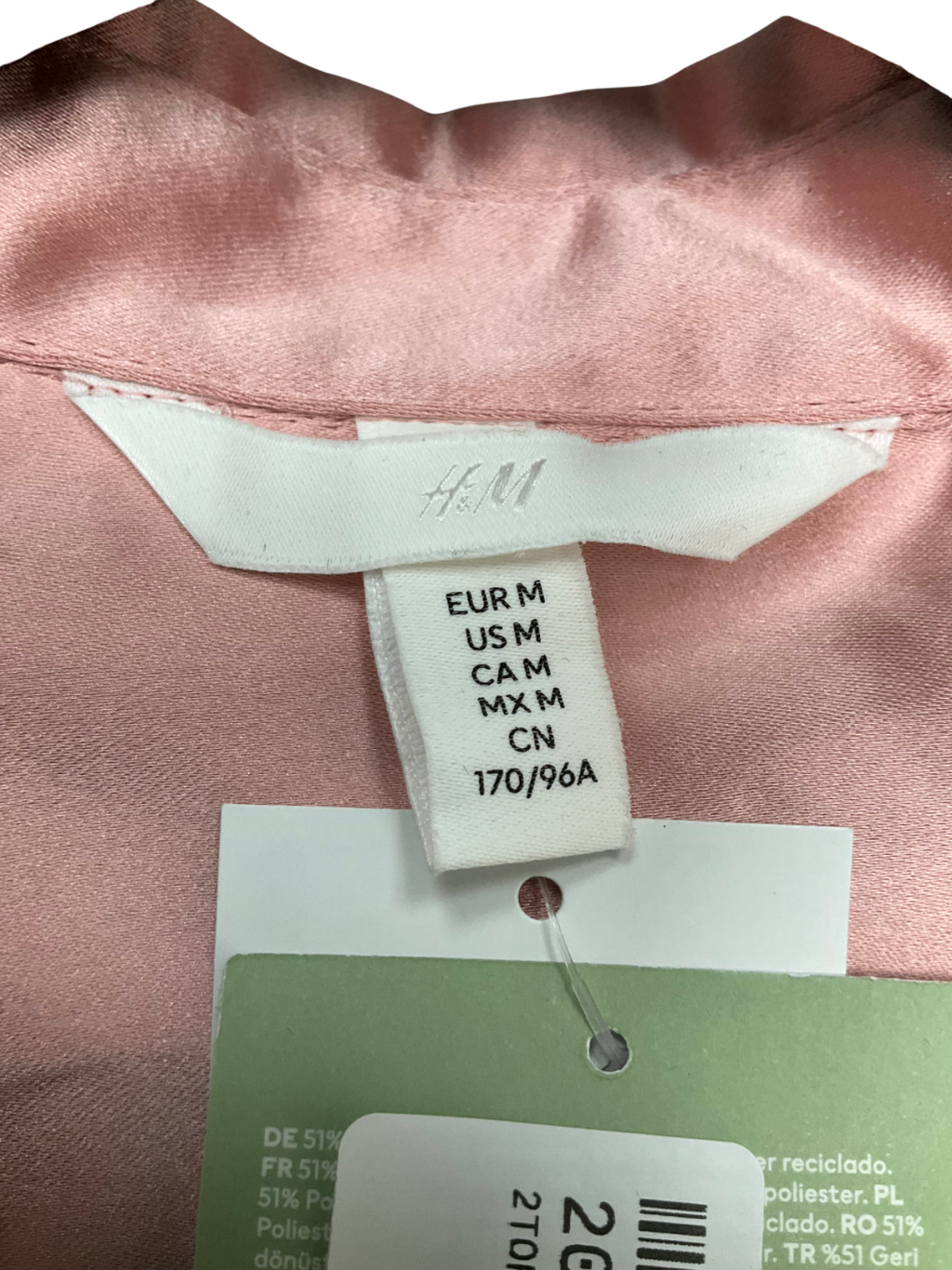 H&M Pink Satin Shirt UK M