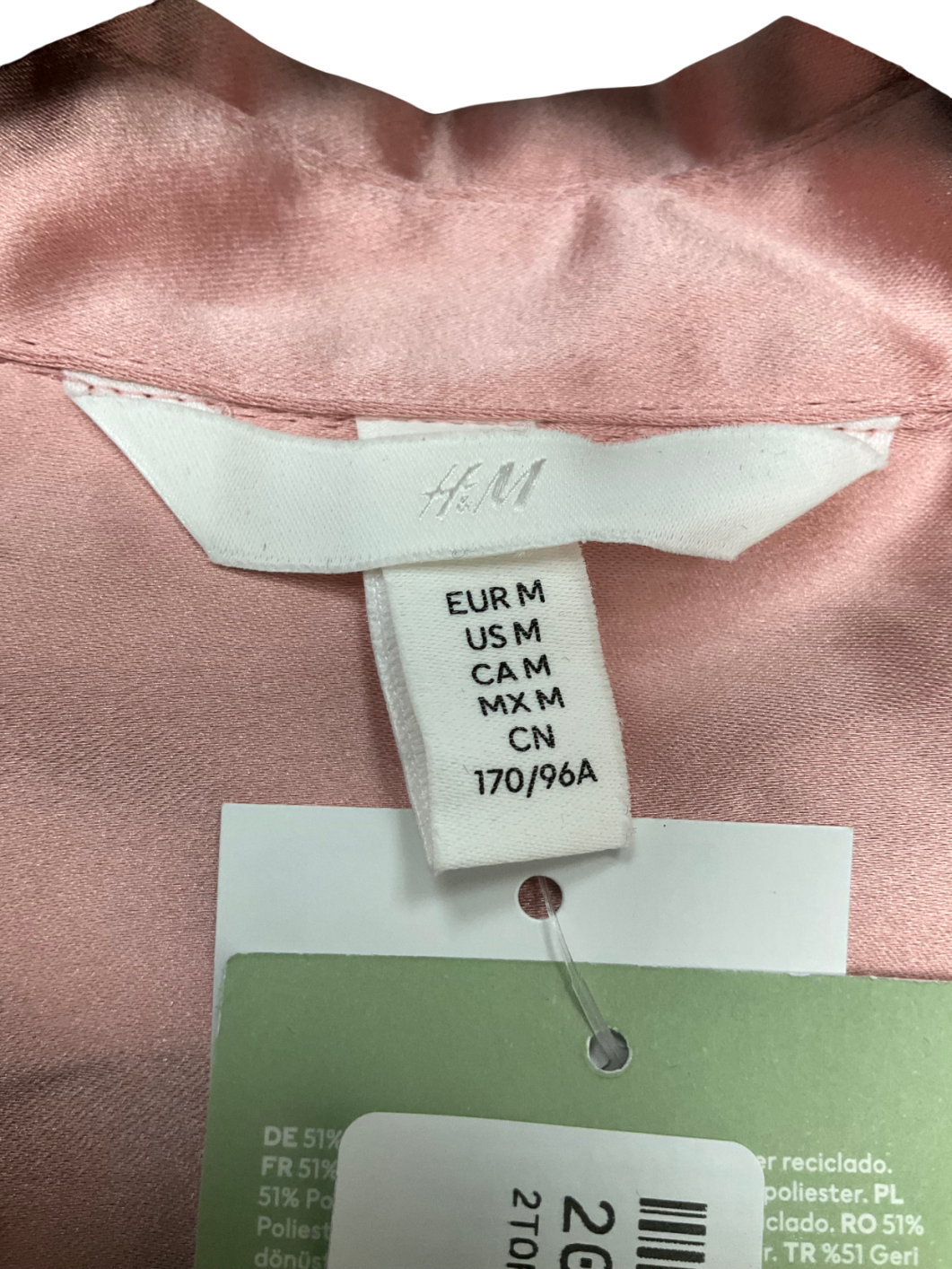 H&M Pink Satin Shirt UK M