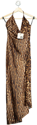 SER.O.YA Brown Leopard Print Halter Dress UK XS