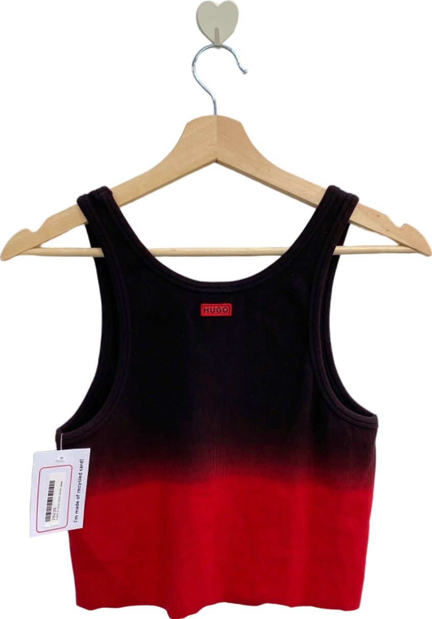 Hugo Black and Red Ombre Tank Top UK 8